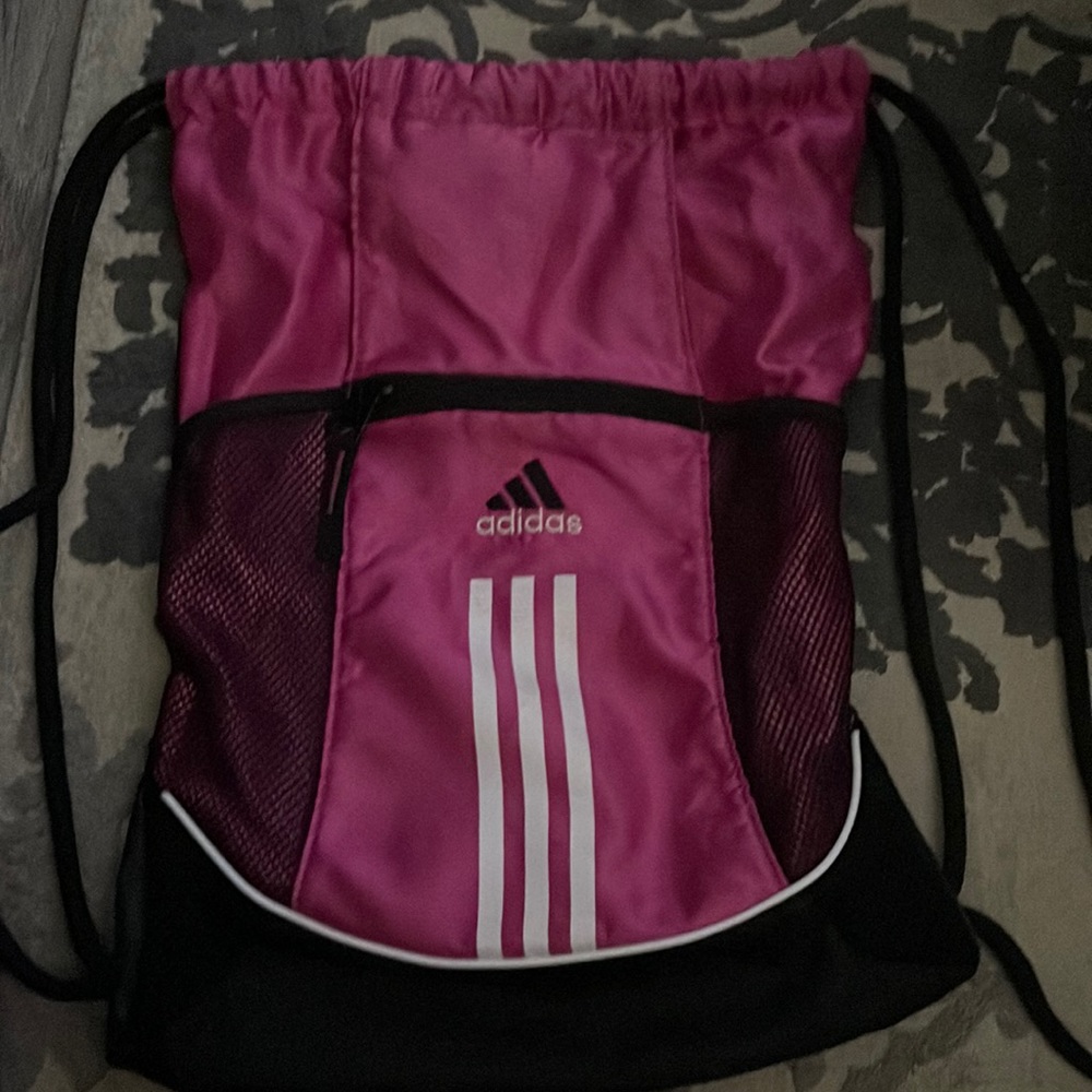 Adidas Drawstring Backpack Pink/Black - image 1